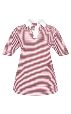 PrettyLittleThing T-Shirts*Striped Colla Oversized T Shirt
