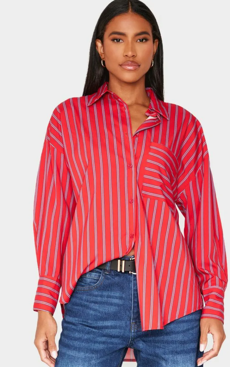 PrettyLittleThing Shirts*Striped Oversized Shirt