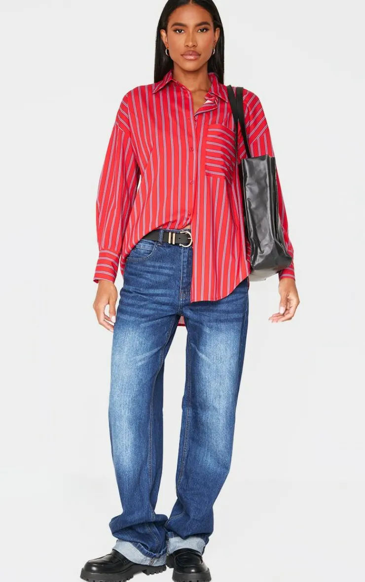 PrettyLittleThing Shirts*Striped Oversized Shirt