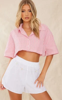 PrettyLittleThing Shirts*Textu Stripe Short Sleeve Shirt