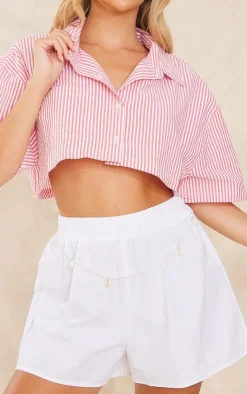 PrettyLittleThing Shirts*Textu Stripe Short Sleeve Shirt