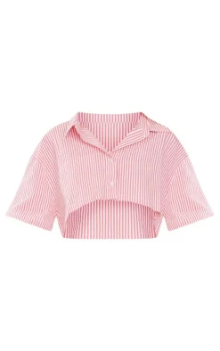 PrettyLittleThing Shirts*Textu Stripe Short Sleeve Shirt
