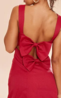 Twill Cut Out Bow Shift Dress-PrettyLittleThing Online