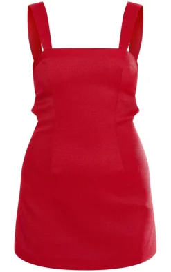 Twill Cut Out Bow Shift Dress-PrettyLittleThing Online