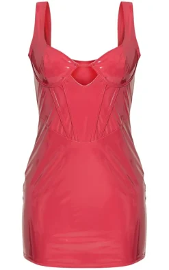 Vinyl Binding Cup Detail Bodycon Dress-PrettyLittleThing Clearance