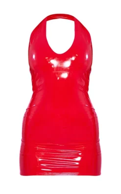 Vinyl Halterneck Bodycon Dress-PrettyLittleThing Hot