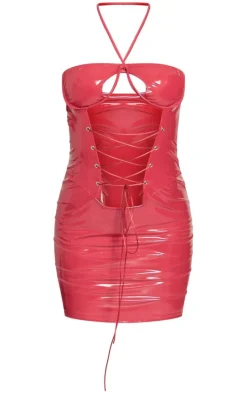 Vinyl Underwi Lace Up Bodycon Dress-PrettyLittleThing Best