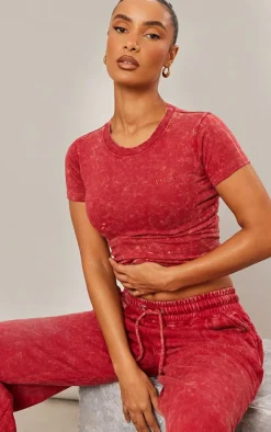 PrettyLittleThing T-Shirts*Washed Cotton Longline Fitted T-shirt