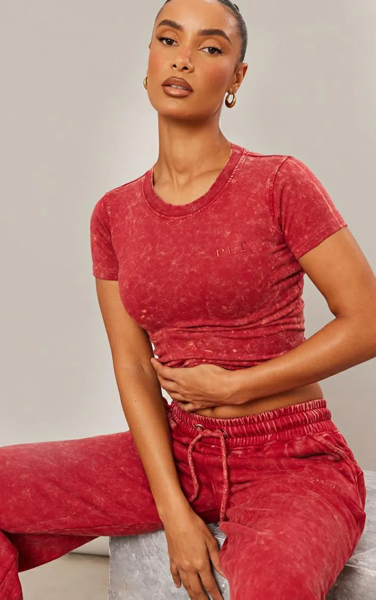 PrettyLittleThing T-Shirts*Washed Cotton Longline Fitted T-shirt