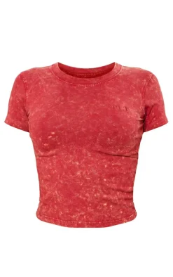 PrettyLittleThing T-Shirts*Washed Cotton Longline Fitted T-shirt