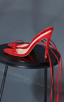 PrettyLittleThing Wide Fit Sandals*Wide Fit Faux Suede Round Toe Barely There Strappy Heeled Sandals