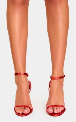 PrettyLittleThing Wide Fit Sandals*Wide Fit Metallic PU Round Toe Barely There High Heeled Sandals