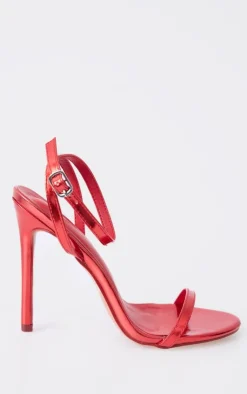 PrettyLittleThing Wide Fit Sandals*Wide Fit Metallic PU Round Toe Barely There High Heeled Sandals