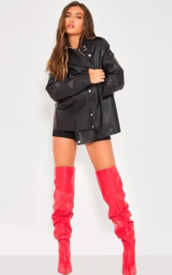 PrettyLittleThing Wide Fit Heels*Wide Fit Pu Point Toe Over The Knee High Heeled Boots