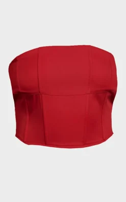 PrettyLittleThing Woven Corset Red