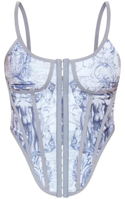 PrettyLittleThing Corsets*Renaissance Printed Bandage Hook And Eye Corset
