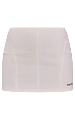 Clearance PrettyLittleThing RENEW Rib Seem Detail Mini Skirt Cream