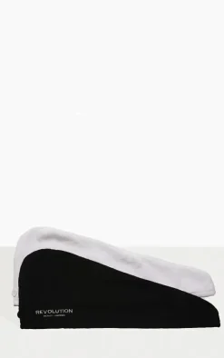 PrettyLittleThing Hair Care*Revolution Haircare 2pk Microfibre Hair Wrap Black/White