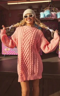PrettyLittleThing Sweater Dresses*Chunky Cable Knit Sweater Dress