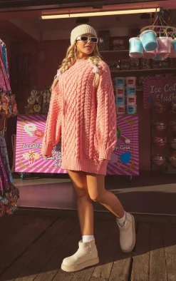 PrettyLittleThing Sweater Dresses*Chunky Cable Knit Sweater Dress