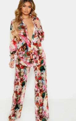 Best PrettyLittleThing Femme Renaissance Print Oversized Shirt Rose