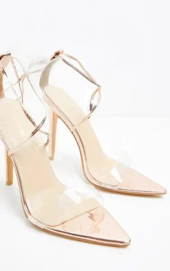 PrettyLittleThing Statement Heels*Clear Strap Point Toe Barely There Sandal