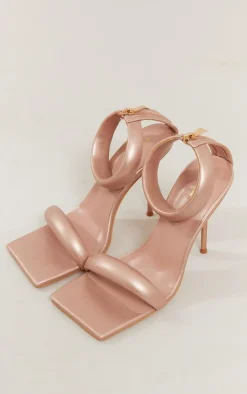 PrettyLittleThing High Heels*Pu Square Toe Padded Double Strap High Heeled Sandals