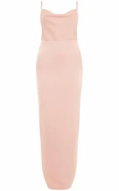 Satin Cowl Neck Midi Dress-PrettyLittleThing
