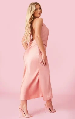 Satin Extreme Cowl Halter Maxi Dress-PrettyLittleThing Clearance