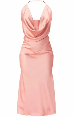 Satin Extreme Cowl Halter Maxi Dress-PrettyLittleThing Clearance