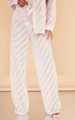 Sale PrettyLittleThing Rose Textured Chiffon Oversized Wide Leg Pants Rose.
