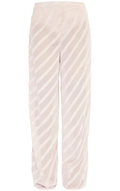 Sale PrettyLittleThing Rose Textured Chiffon Oversized Wide Leg Pants Rose.