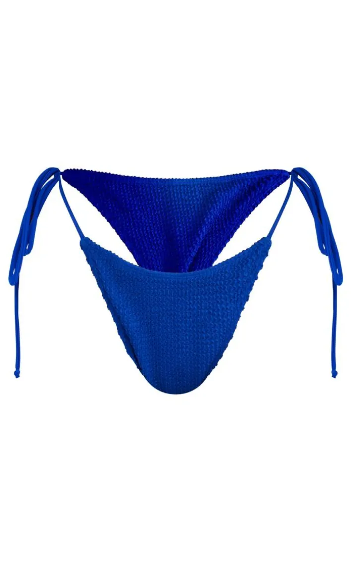 Royal Blue Crinkle Tie Bikini Bottoms