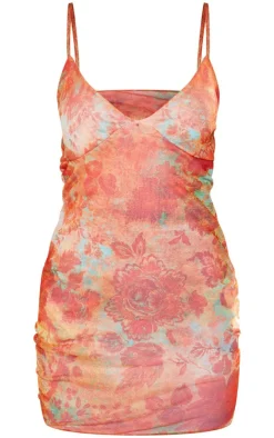 Abstract Floral Mesh Shift Dress-PrettyLittleThing Discount