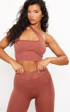 PrettyLittleThing Sports Bras*Acid Wash Seamless Rib Strap Detail Sports Bra