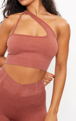 PrettyLittleThing Sports Bras*Acid Wash Seamless Rib Strap Detail Sports Bra