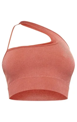 PrettyLittleThing Sports Bras*Acid Wash Seamless Rib Strap Detail Sports Bra