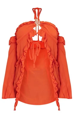 PrettyLittleThing Blouses*Chiffon Frill Detail Hardware Detail Blouse