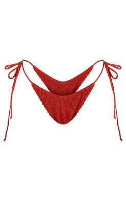 Rust Crinkle Tie Side Bikini Bottoms