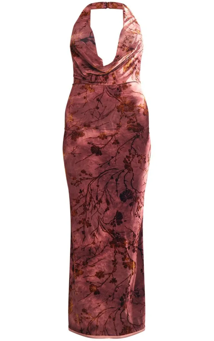 Devore Soft Touch Plunge Maxi Dress-PrettyLittleThing Clearance