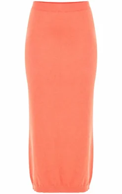 Rust Knitted Tube Midaxi Skirt