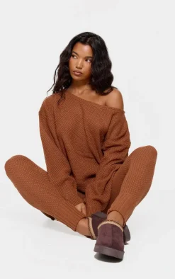 PrettyLittleThing Knitted Two Piece Sets*Knitted Waffle Lounge Set