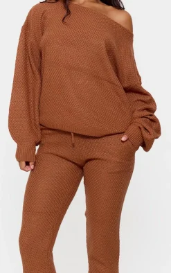 PrettyLittleThing Knitted Two Piece Sets*Knitted Waffle Lounge Set