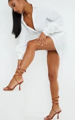 PrettyLittleThing Mid Heels*Lycra Cross Over Lace Up Cake Stand Mid Heels