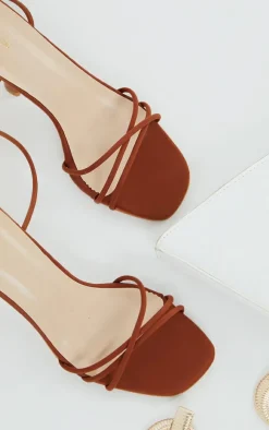 PrettyLittleThing Mid Heels*Lycra Cross Over Lace Up Cake Stand Mid Heels