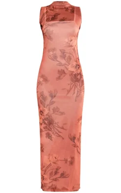 Printed Mesh Overlay Maxi Dress-PrettyLittleThing New