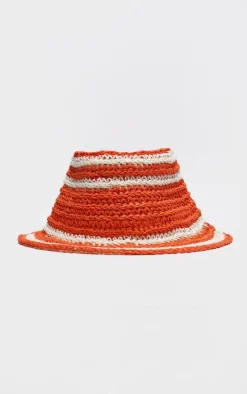 PrettyLittleThing Hats*Raffia Stripe Bucket Hat