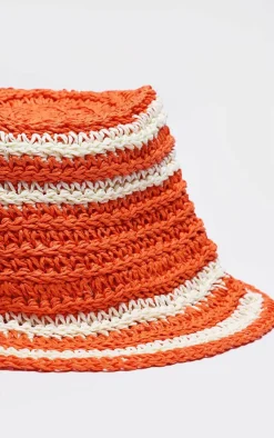 PrettyLittleThing Hats*Raffia Stripe Bucket Hat
