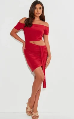 Slinky Cut Out Ruched Mini Dress-PrettyLittleThing Hot