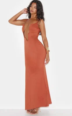 Slinky Wired Plunge Maxi Dress-PrettyLittleThing Clearance
